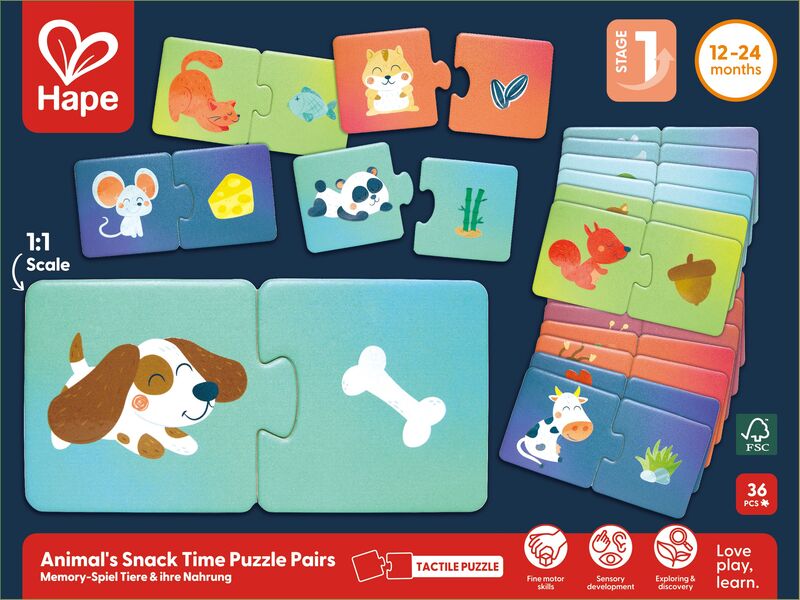 HAPE HAPPY PUZZLES ΞΥΛΙΝΟ ΠΑΖΛ ΖΩΑΚΙΑ SNACK TIME (E1665A)