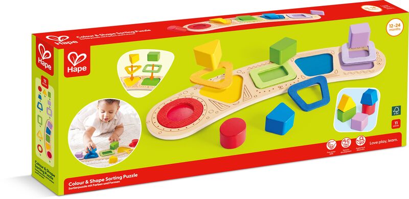 Hape Happy Puzzles Ξύλινο Παζλ Γεωμετρικά Σχήματα & Χρώματα (E1666) - φωτογραφία 2