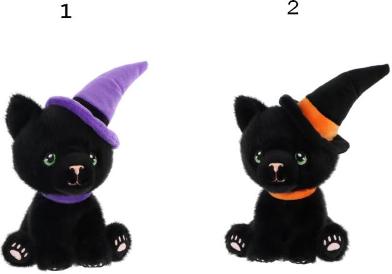 Keel Eco Λούτρινο Μαύρη Γάτα With Witch Hat 15cm-2 Σχέδια (EH3878) - φωτογραφία 2