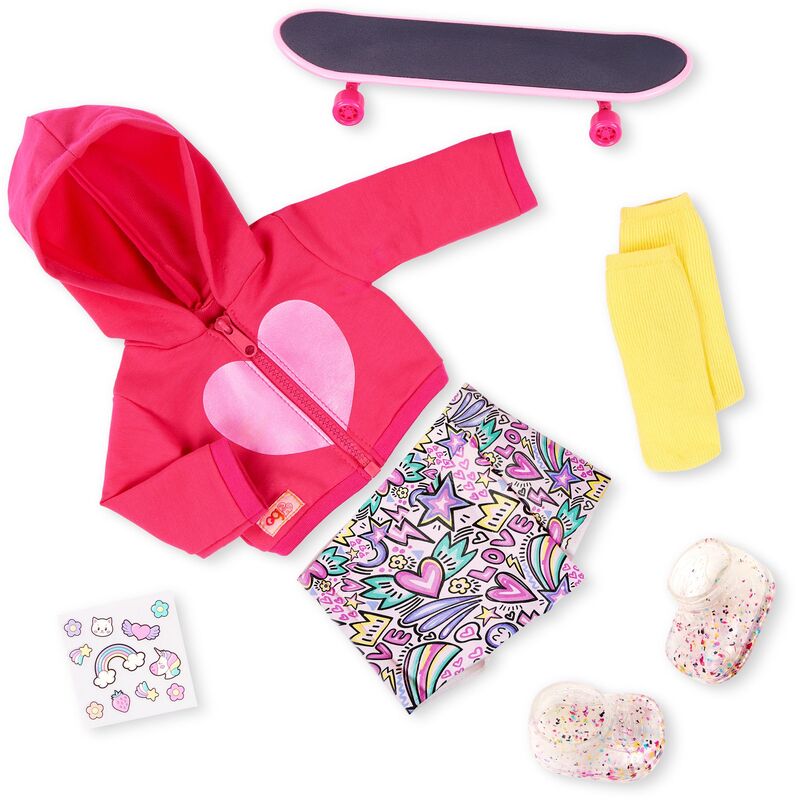 Our Generation Ενδυμασία Deluxe With Hoodie & Skateboard (BD30568Z)