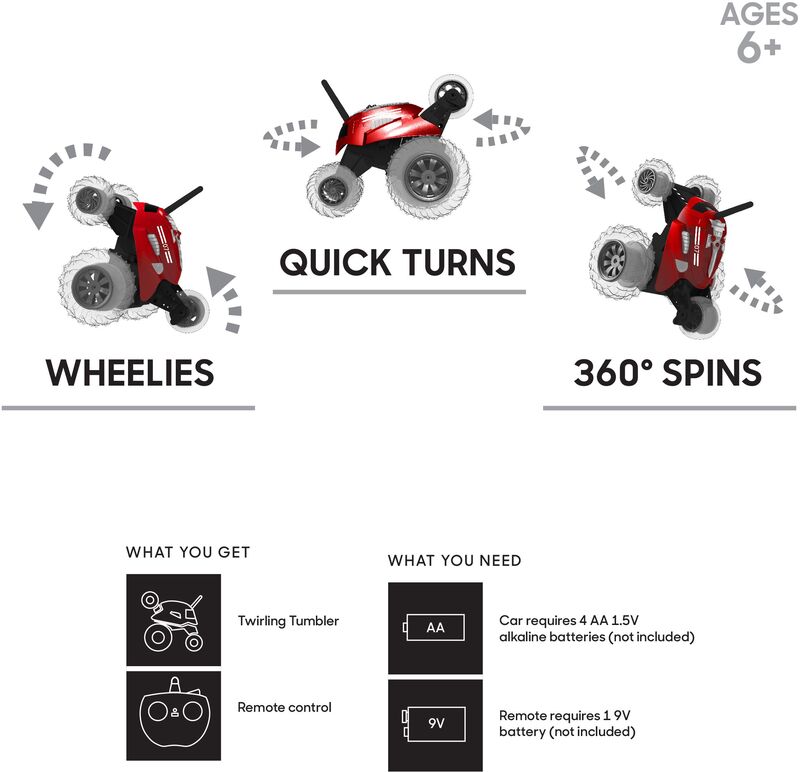 ThreeSixty Τηλεκατευθυνόμενο Όχημα 360° Spinning Thunder Tumbler Red (1212014881) φωτογραφία