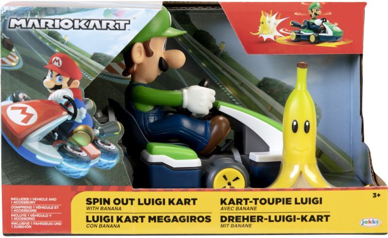 Jakks Pacific Nintendo Φιγούρα 2.5" Super Mario Spin Out Luigikart (408754) - φωτογραφία 2