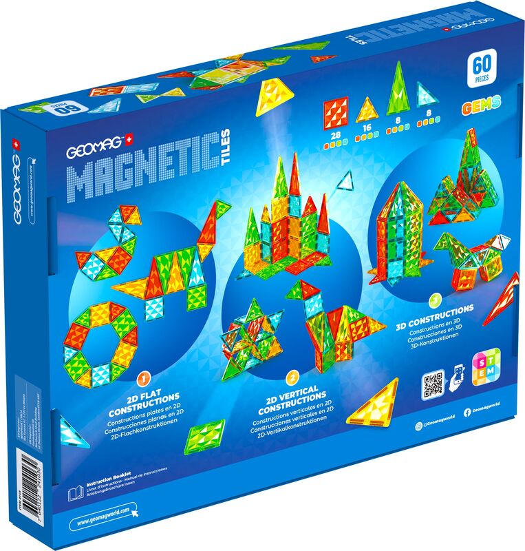 Geomag Magnetic Tiles Gems 60pcs. (PF.224.103.00) - φωτογραφία 7