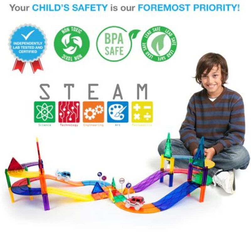 Picasso Tiles Magnetic Building Racing Track Set 80Τμχ (PTR80) - φωτογραφία 5