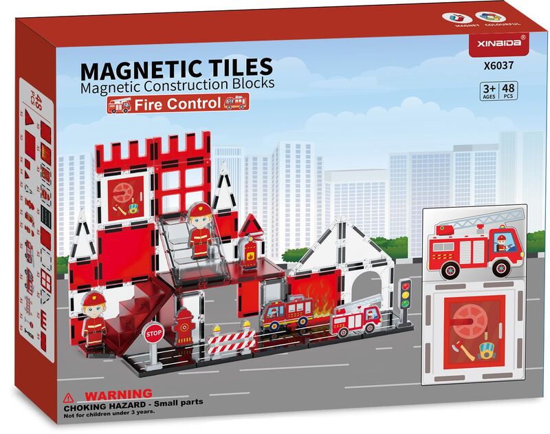 BW Magnetic Tiles Πυροσβεστική Fire Control 48Τμχ (X6037)