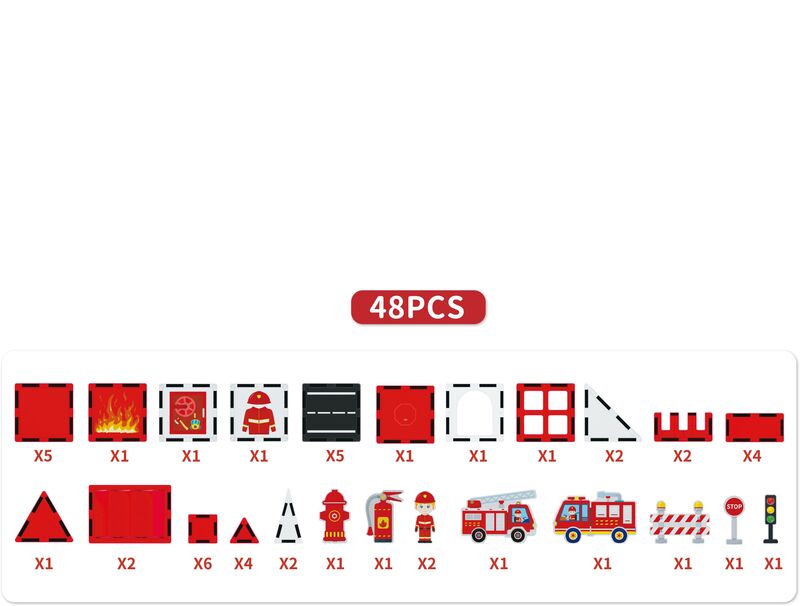 BW Magnetic Tiles Πυροσβεστική Fire Control 48Τμχ (X6037) - φωτογραφία 3