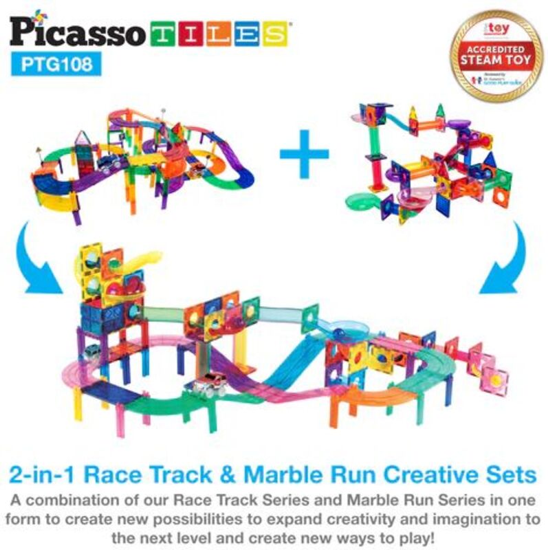 Picasso Tiles Marble Run Racing Track Set 2 In 1 108Τμχ (PTG108) - φωτογραφία 3