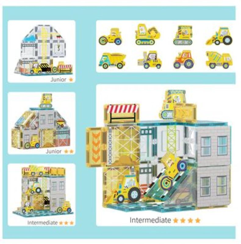Picasso Tiles Construction Set With 8 Vehicles 45Τμχ (PTQ11) - φωτογραφία 4