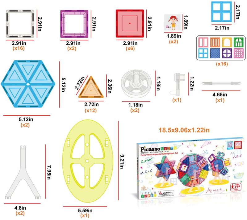Picasso Tiles Magnetic Ferris Wheel Building Set 63Τμχ (PT01) - φωτογραφία 3