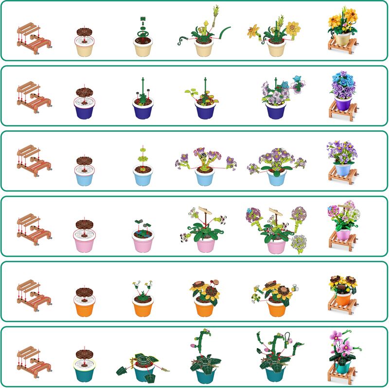 Zuru Max Premium Bricks Garden Pot Plants Series 1-6 Σχέδια-1Τμχ (83183) φωτογραφία