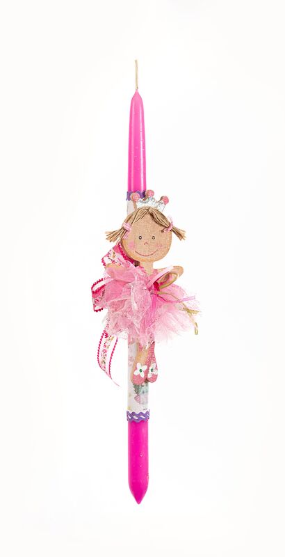 Λαμπάδα Μπαλαρίνα Ξύλινη Μικρή Μωβ-Ροζ (292808)