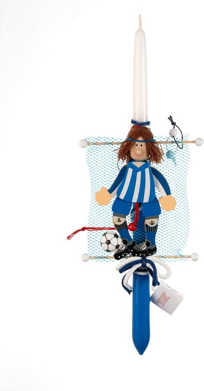 Λαμπάδα Ποδοσφαιριστής Ξύλινος-Μπλε (98.29.5133)