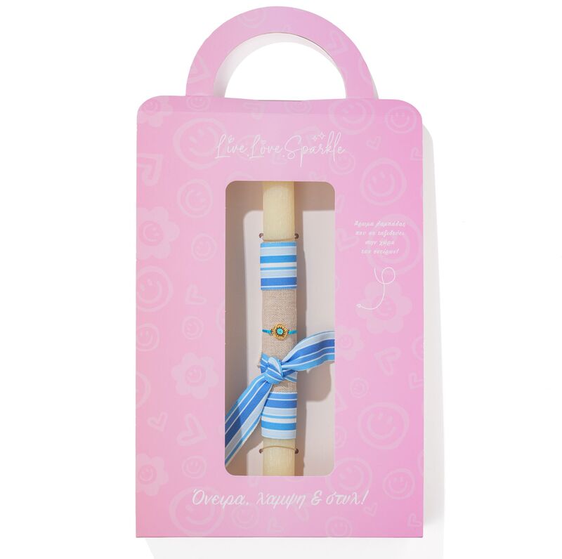 Λαμπάδα Βραχιόλι Επίχρυσο Ματάκι Με Γαλάζιο Σμάλτο 1.2cm (ML26008)