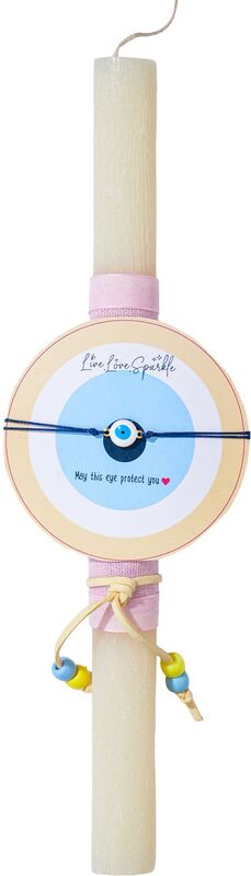 Λαμπάδα Βραχιόλι Μάτι Λευκό 2 Όψεων 1.5cm (ML26019)