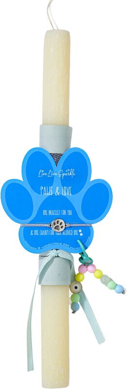 Λαμπάδα Βραχιόλι Επάργυρο Πατούσα Μαύρη & Charm (ML26021)