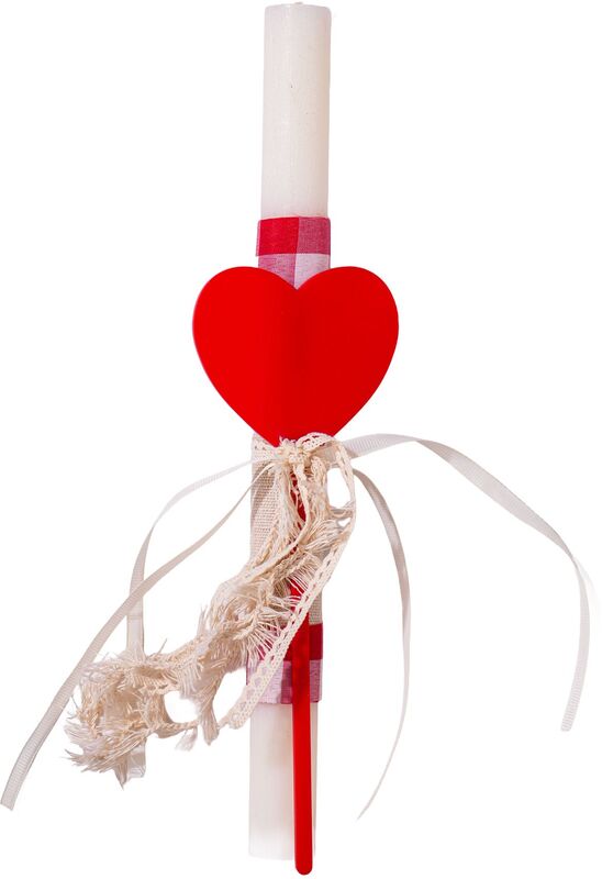 Λαμπάδα Plexi Ραβδάκι Καρδιά Κόκκινη 21cm (ML26096)
