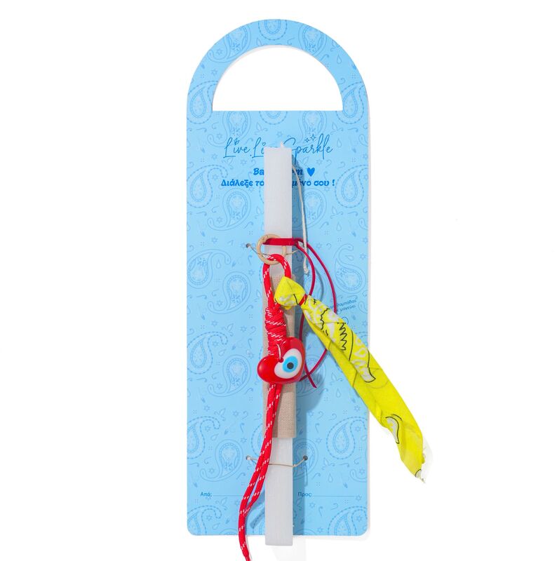 Λαμπάδα Bag Charms Μαντήλι Καρδιά Κόκκινη Μάτι 4cm (ML26106)