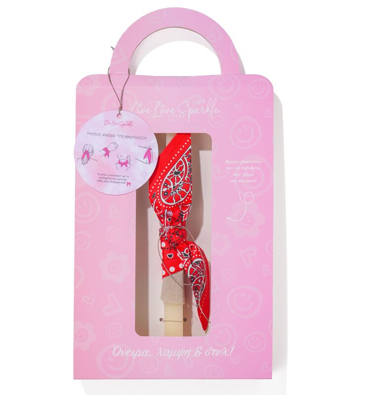 Λαμπάδα Μαντήλι Κόκκινο 90Χ5cm (ML26113)