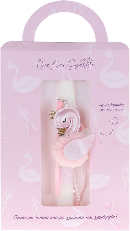 Λαμπάδα Κύκνος Με Στιλό Ροζ 10cm (ML26070-1)