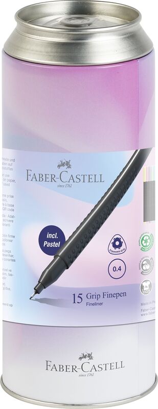 Faber Castell Finepen Grip Μεταλλική Κασετίνα 0.4mm 15Τμχ (12310966)