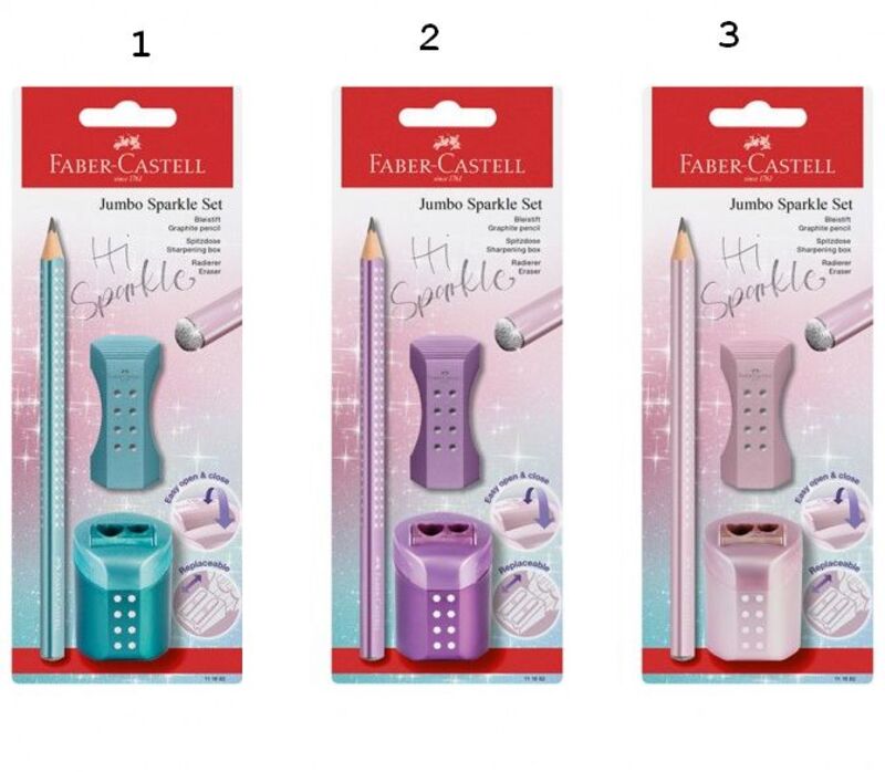Faber Castell Μολύβια Sparkle II 2Τμχ+Γόμα Roll-On +Διπλή Ξύστρα Roll-On-3 Σχέδια (12310780) φωτογραφία