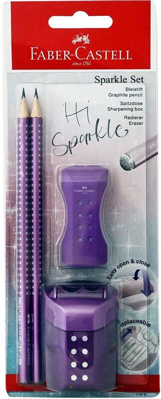 Faber Castell Μολύβια Sparkle II 2Τμχ+Γόμα Roll-On +Διπλή Ξύστρα Roll-On-3 Σχέδια (12310780) φωτογραφία