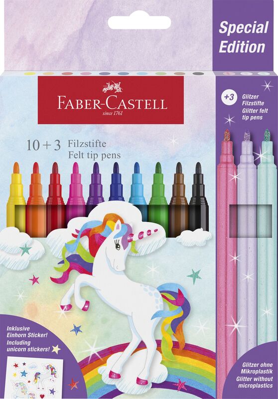 Faber Castell Μαρκαδόροι Μονόκερος Σετ 10+3Τμχ (12310991)