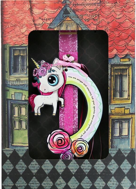 Λαμπάδα Μονόκερος Rainbow Λουλούδια (LA23018B) φωτογραφία