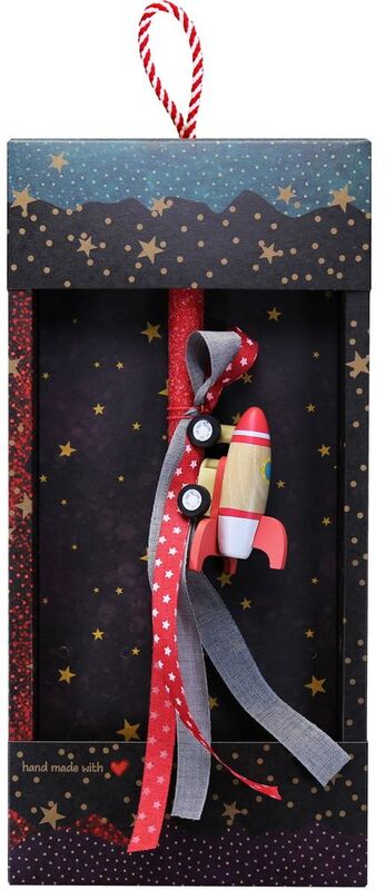 Λαμπάδα Πύραυλος Ξύλινος Κόκκινο (LA25011A)