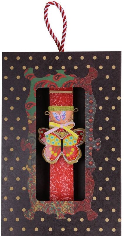 Synchronia Λαμπάδα Πεταλούδα Φλοράλ-Κόκκινο (LA26005C)