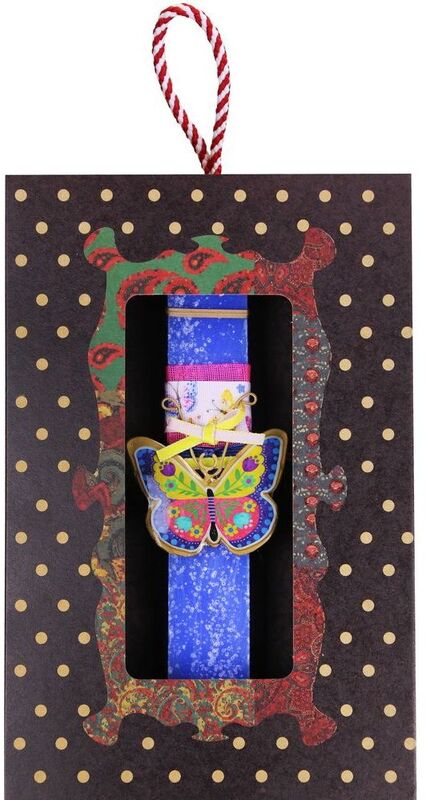 Synchronia Λαμπάδα Πεταλούδα Φλοράλ-Μπλε (LA26005D)