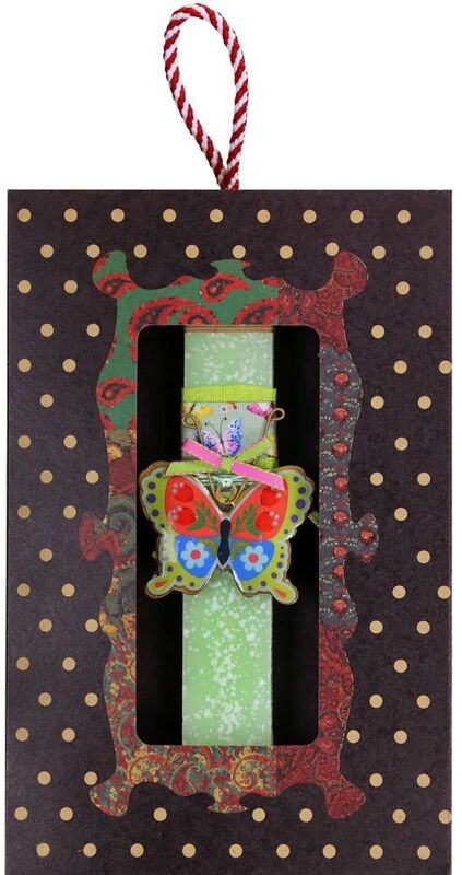 Λαμπάδα Πεταλούδα Φλοράλ-Πράσινο (LA26005A)