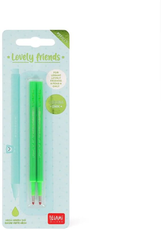 Legami Refills Gel Pen Lovely Friends-Lovely Friends Refill Set-Neon Green (REFCPP0006)