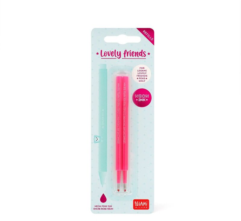 Legami Refills Gel Pen Lovely Friends-Lovely Friends Refill Set-Neon Pink (REFCPP0007)
