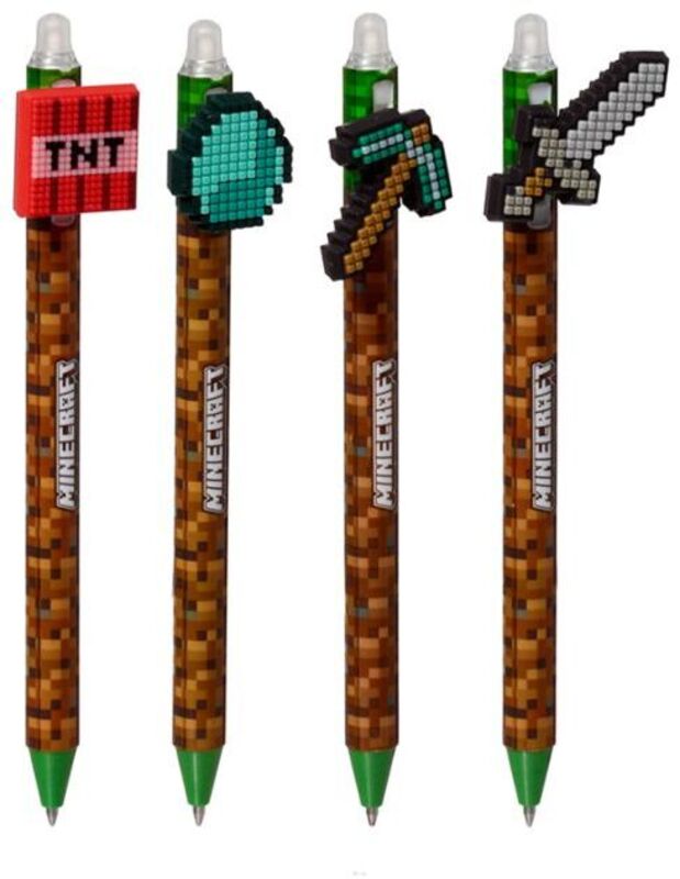 Puckator Στυλό Erasable Minecraft Tools-4 Σχέδια-1Τμχ (PEN275)
