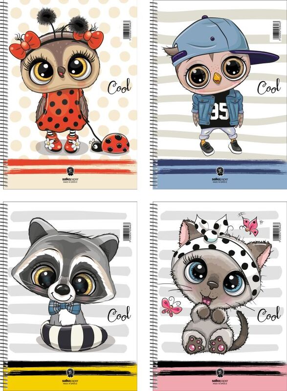 Salko Τετράδιο Cool Σπιράλ 17X25 2 Θεμάτων 120 Σελίδων-4 Σχέδια-1Τμχ (5842)