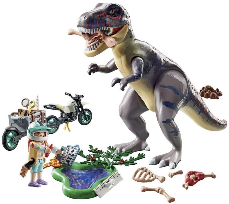 Playmobil Dinos T-Rex & Εξερευνητής Με Μοτοσυκλέτα (71524)