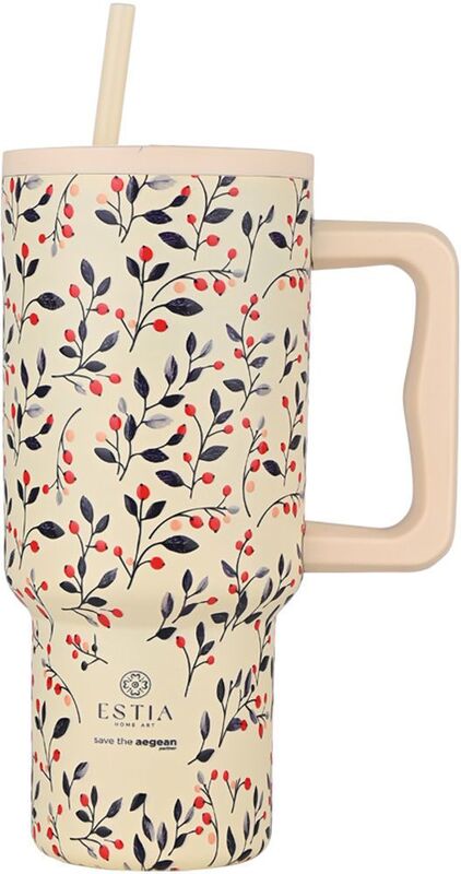 Estia Straw Tumbler XL Save The Aegean 900ml Bloom Μπεζ (01-35181)