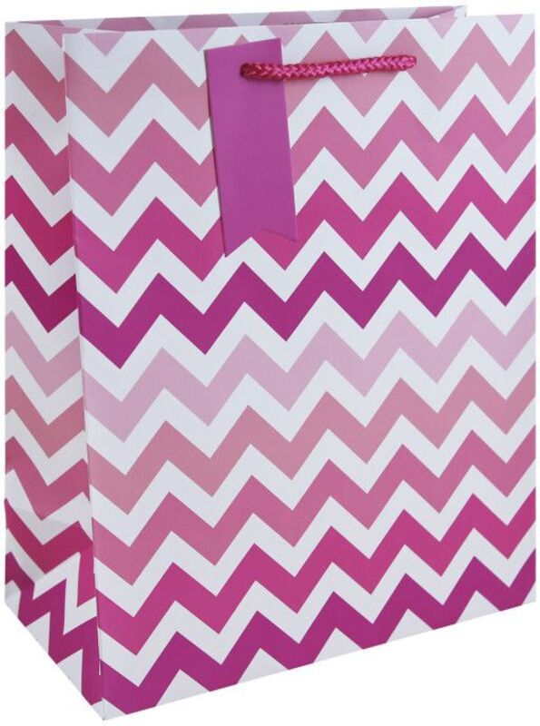 Eurowrap Χάρτινη Τσάντα Ροζ Ζικ-Ζακ Large (34906-2C)