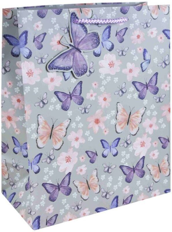 Eurowrap Χάρτινη Τσάντα Μωβ Πεταλούδες Large (34912-2C)