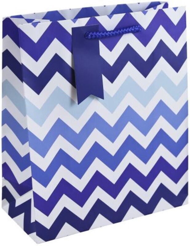 Eurowrap Χάρτινη Τσάντα Μπλε Ζικ-Ζακ Medium (34927-3C)