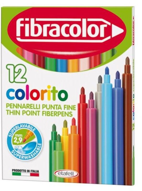 Fibracolor Μαρκαδόροι Colorito Λεπτοί 12Τμχ (539SW12S)