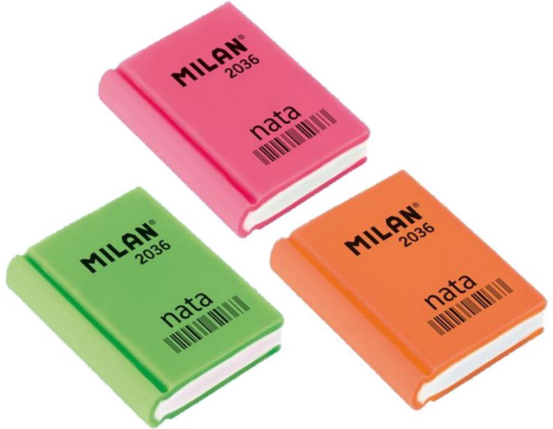 Milan Γόμα Nata Βιβλίο-3 Χρώματα-1Τμχ (CPM2036)