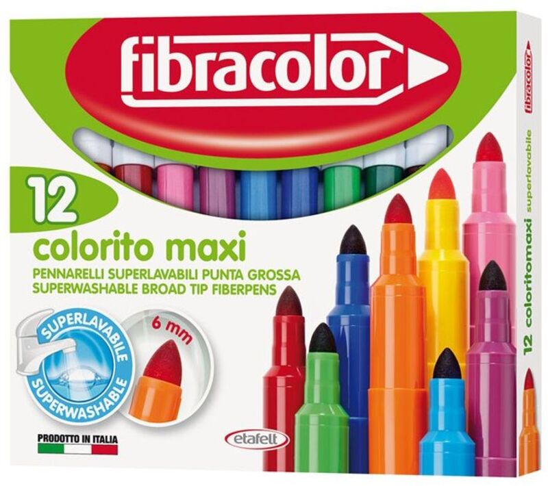 Fibracolor Μαρκαδόροι Colorito Maxi 12Τμχ (630SW012SC)